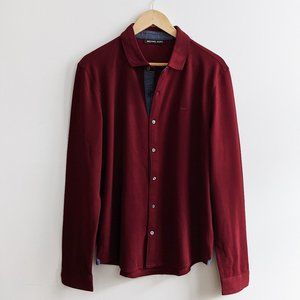 Michael Kors Burgundy Polo Shirt Button Down Med